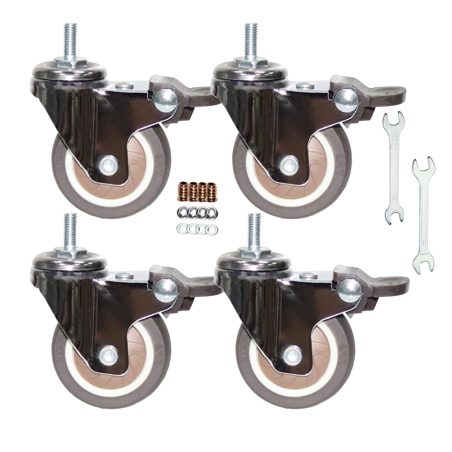 Swivel stem caster, M6 × 15 mm