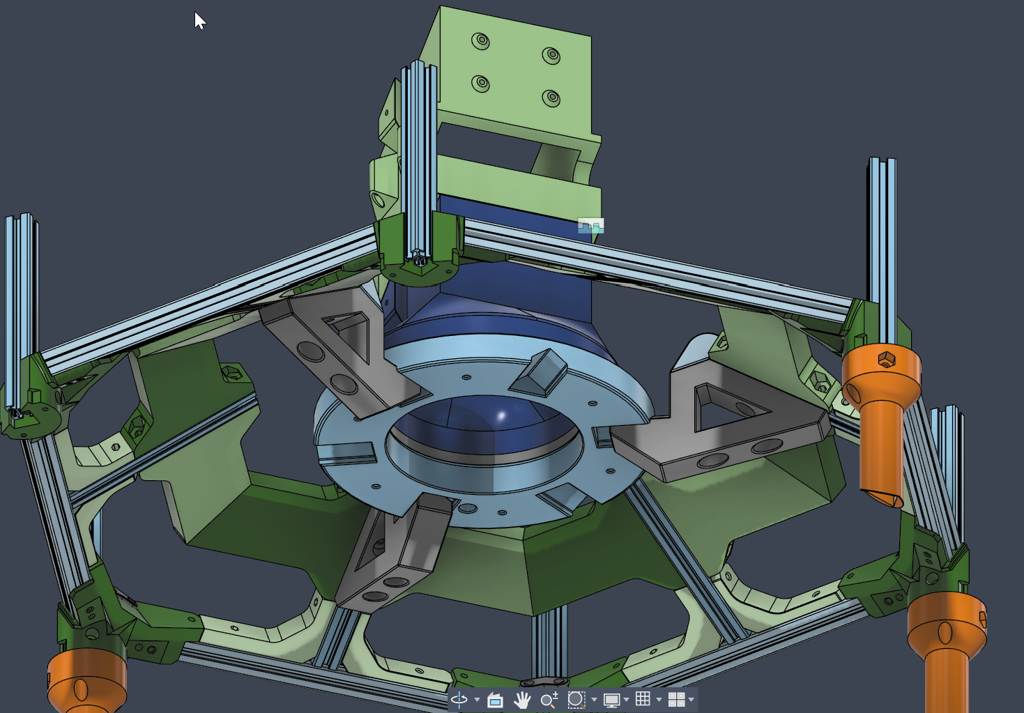 The bottom interface assembly mounted into the aluminum extrusion machine frame